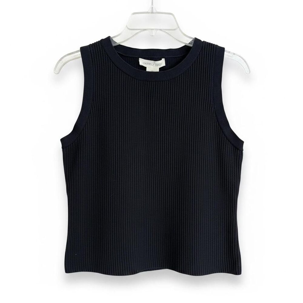 Happily Grey black ribbed knit tank top size L